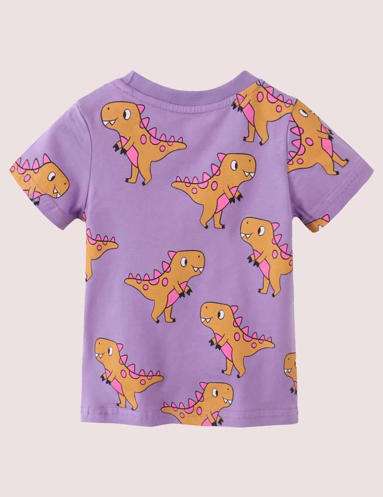 Toddler Boy Dinosaur Full Print 100% Cotton T-shirt - CCMOM