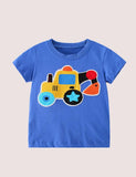 Toddler Boy Excavator Embroidered Short Sleeves Tee