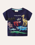 Toddler Boy Glowing Animal World Appliqué 100% Cotton T-shirt - CCMOM