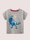 Toddler Boy Glowing Dinosaur Appliqué 100% Cotton T-shirt - CCMOM