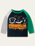 Toddler Cartoon Printed Patchwork Pull Over Long Sleeves T-shirt