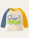 Toddler Cartoon Printed Patchwork Pull Over Long Sleeves T-shirt - CCMOM