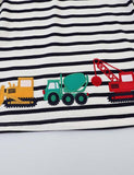Toddler Excavator Appliqué Striped Long Sleeve T-shirt - CCMOM