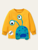 Toddler Funny Snail Appliqué Zipper Pocket Long Sleeve T-shirt
