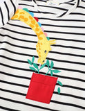 Toddler Giraffe Appliqué Long Sleeves Ruffle Hem Splice Dress - CCMOM