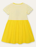Toddler Girl 3D Ice Cream Appliqué Stripe Short Sleeves Splice Cotton Dress - CCMOM