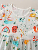 Toddler Girl Animals Printed Flutter-sleeve Dress - CCMOM