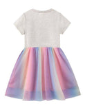 Toddler Girl Butterfly Sequin Gauze Splicing Rainbow Mesh Dress - CCMOM