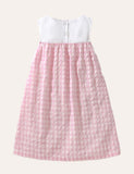 Toddler Girl Button Design Duck Plaid Sleeveless Dress - CCMOM