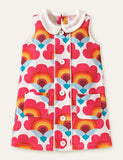 Toddler Girl Button Design Floral Print Sleeveless Dress With Pocket