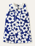 Toddler Girl Button Design Floral Print Sleeveless Dress With Pocket - CCMOM