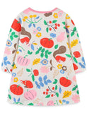 Toddler Girl Festive Printed Long Sleeve Dress With Pocket - CCMOM
