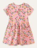 Toddler Girl Floral Butterfly Printed Splice Dress - CCMOM