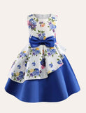 Toddler Girl Floral Embroidered Sleeveless Bow Belted Crew Neck Dress - CCMOM