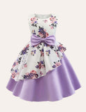 Toddler Girl Floral Embroidered Sleeveless Bow Belted Crew Neck Dress - CCMOM