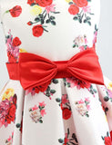 Toddler Girl Floral Embroidered Sleeveless Bow Belted Crew Neck Dress - CCMOM