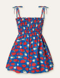 Toddler Girl Floral Fruit Full Print High Waist Spaghetti Strap Dress - CCMOM