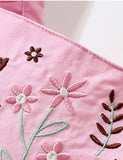 Toddler Girl Flower Embroidered Flutter-sleeve Casual Dress With Pocket - CCMOM