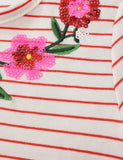Toddler Girl Flower Embroidered Long Sleeve Ruffle Hem Dress - CCMOM