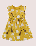 Toddler Girl Giraffe Appliqué Flutter-sleeve Dress
