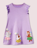 Toddler Girl Guinea Pig Appliqué Flutter-sleeve Dress