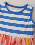 Toddler Girl Ice-cream Print Splice Striped Sleeveless Tank Dress - CCMOM