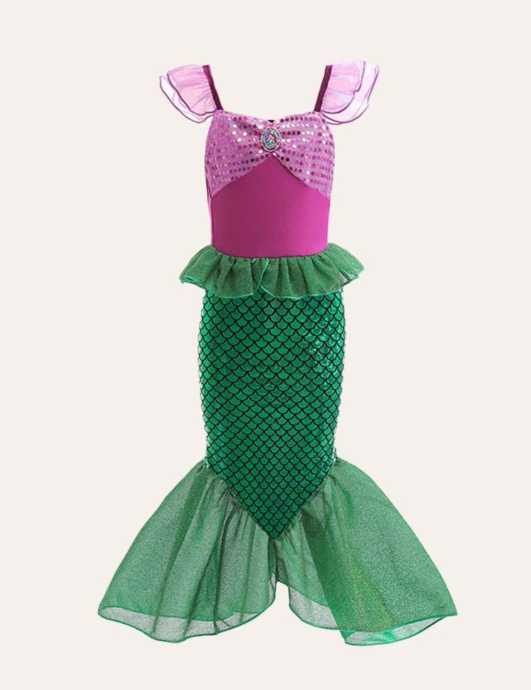 Toddler Girl Mermaid Mesh Party Flutter-sleeve Dress - CCMOM