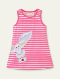 Toddler Girl Owl Appliqué Striped Sleeveless Dress - CCMOM