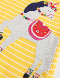 Toddler Girl Pony Appliqué Striped Sleeveless Dress - CCMOM
