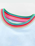 Toddler Girl Rainbow Pencil Appliqué Long Sleeve Dress - CCMOM