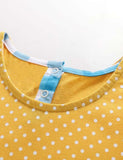 Toddler Girl Rainbow Plaid Appliqué Splicing Polka Dots Short Sleeves Dress - CCMOM