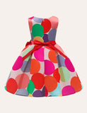 Toddler Girl Rainbow Polka Dot Bowknot Sleeveless Party Dress - CCMOM