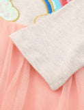 Toddler Girl Rainbow Sequin Gauze Long Sleeve Splicing Mesh Dress - CCMOM