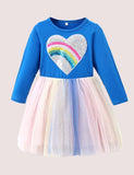 Toddler Girl Rainbow Sequin Tulle Long Sleeves Dress