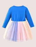 Toddler Girl Rainbow Sequin Tulle Long Sleeves Dress - CCMOM