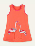 Toddler Girl Red-crowned crane Appliqué Sleeveless Dress - CCMOM