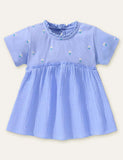 Toddler Girl Ruffle Collar Short Sleeves Splice Dress - CCMOM