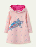 Toddler Girl Sequined Long Sleeve Pull Over Hooded Dress