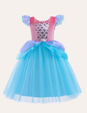 Toddler Girl Sequins Design Mermaid Mesh Flutter-sleeve Party Dress