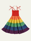 Toddler Girl Splice Rainbow Hem Design Strap Dress