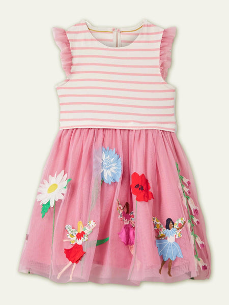 Smurfs Toddler Girl Floral Stripe and Lemon Dress