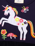 Toddler Girl Unicorn Appliqué Flutter-sleeve Mesh Splice Dress - CCMOM