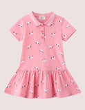 Toddler Girl Unicorn Full Printed Lapel Collar Button Polo Dress
