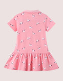 Toddler Girl Unicorn Full Printed Lapel Collar Button Polo Dress - CCMOM