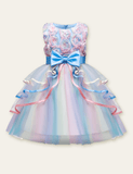 Toddler Kid Girl Rose Dream Bowknot Mesh Party Dress - CCMOM