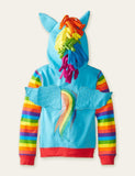 Toddler Rainbow Unicorn Wings Hooded Zip Jacket - CCMOM