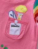 Toddler Scientist Embroidered Rainbow Appliqué Long Sleeve Dress - CCMOM