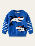 Toddler Sunglasses Shark Cartoon Pull Over Sweater - CCMOM