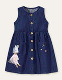 Unicorn Appliqué Denim Dress - CCMOM