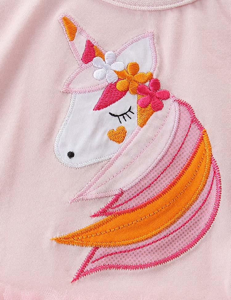 Unicorn Appliqué Embroidered Mesh Dress - CCMOM